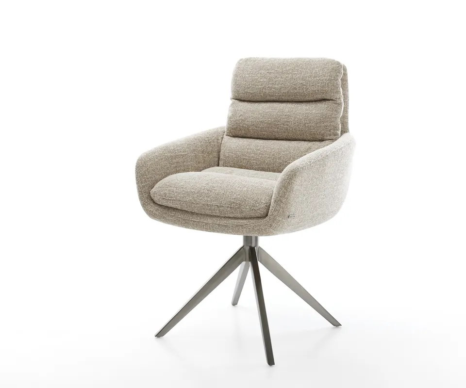 Wochenendangebot Drehstuhl Abelia-Flex mit Armlehnen Webstoff Soft Beige Kreuzgestell breit Graphit 360° drehbar Wippfunktion