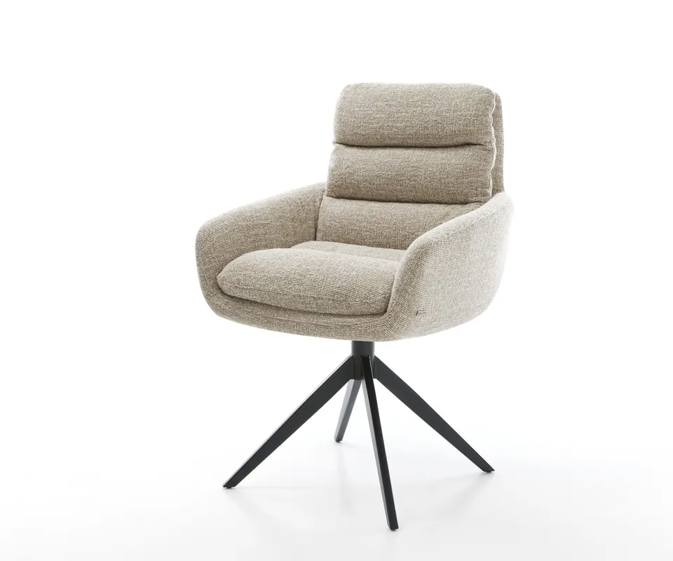 Sofort Bestellen Drehstuhl Abelia-Flex mit Armlehnen Webstoff Soft Beige Kreuzgestell breit Schwarz 360° drehbar Wippfunktion