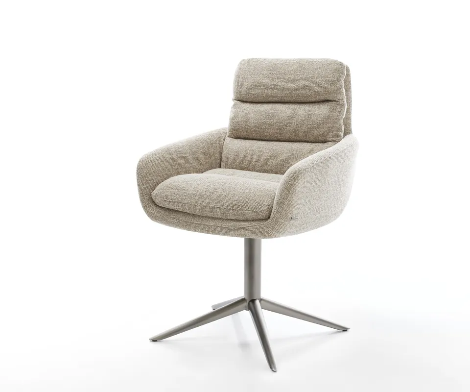 Zertifiziert Drehstuhl Abelia-Flex mit Armlehnen Webstoff Soft Beige Fußkreuz Graphit 360° drehbar Wippfunktion