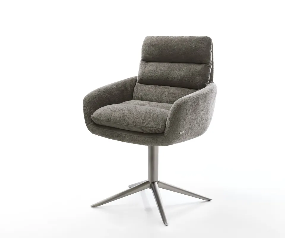Top-Seller Drehstuhl Abelia-Flex mit Armlehnen Bouclé Soft Schlamm Fußkreuz Graphit 360° drehbar Wippfunktion