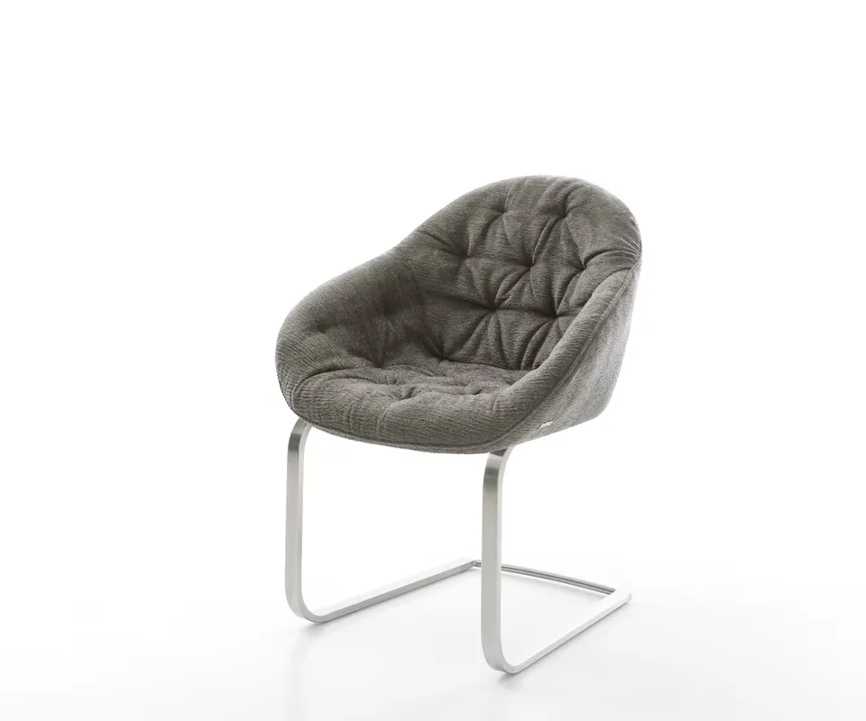 Günstig Freischwinger Gaio-Flex Bouclé Soft Schlamm Freischwinger flach Edelstahl