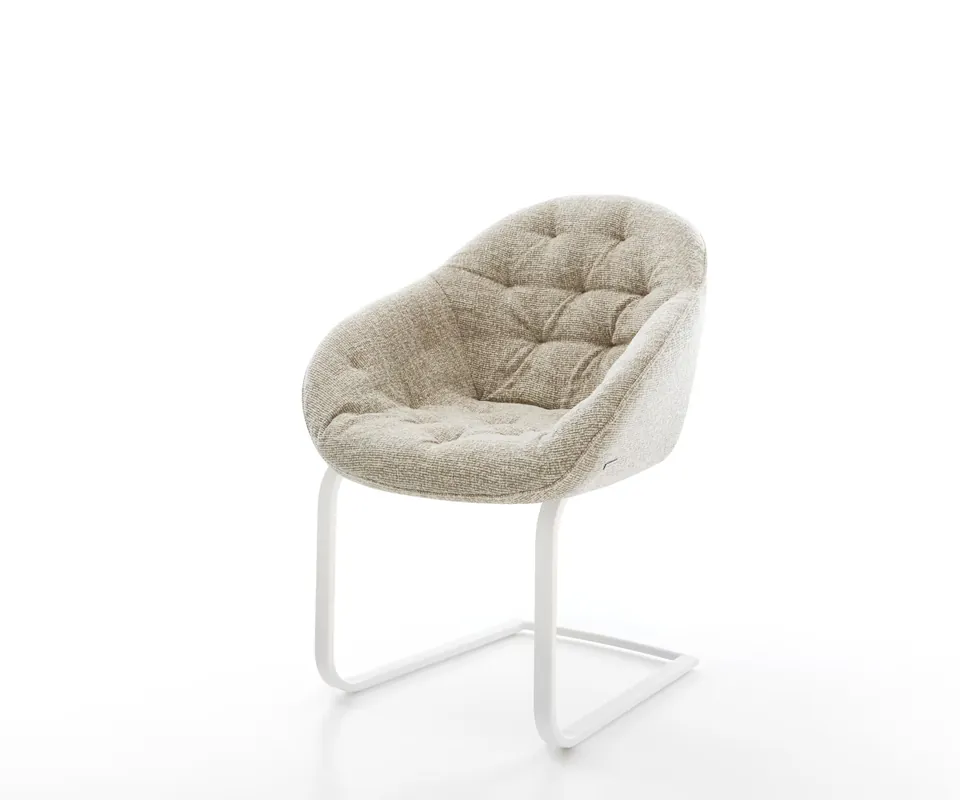Online Kaufen Freischwinger Gaio-Flex Webstoff Soft Beige Freischwinger flach Weiß
