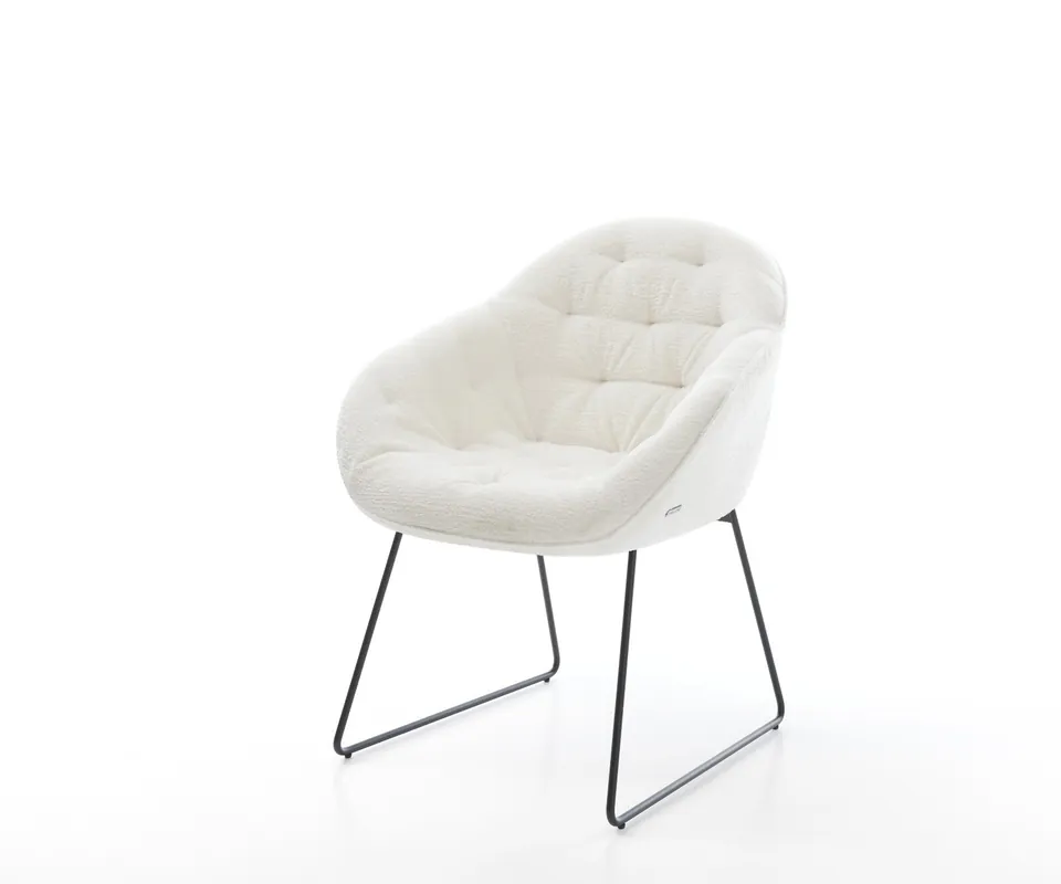 Esszimmerstuhl Gaio-Flex Bouclé Soft Beige Kufengestell Schwarz Wochenendangebot