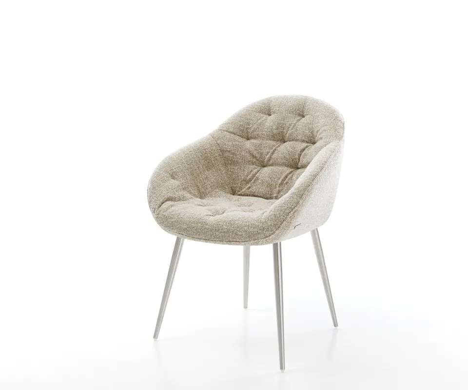 Esszimmerstuhl Gaio-Flex Webstoff Soft Beige 4-Fuß konisch Edelstahl Billig