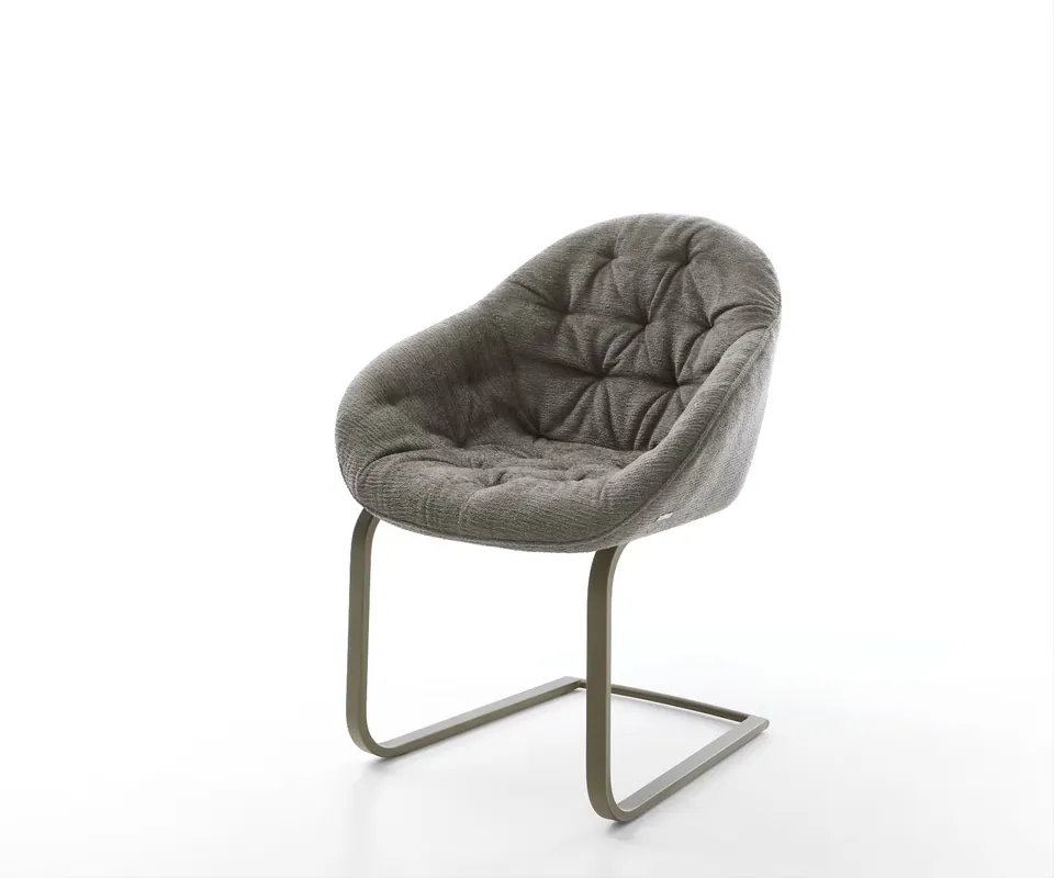 Freischwinger Gaio-Flex Bouclé Soft Schlamm Freischwinger flach Effektfinish Titan Highlight