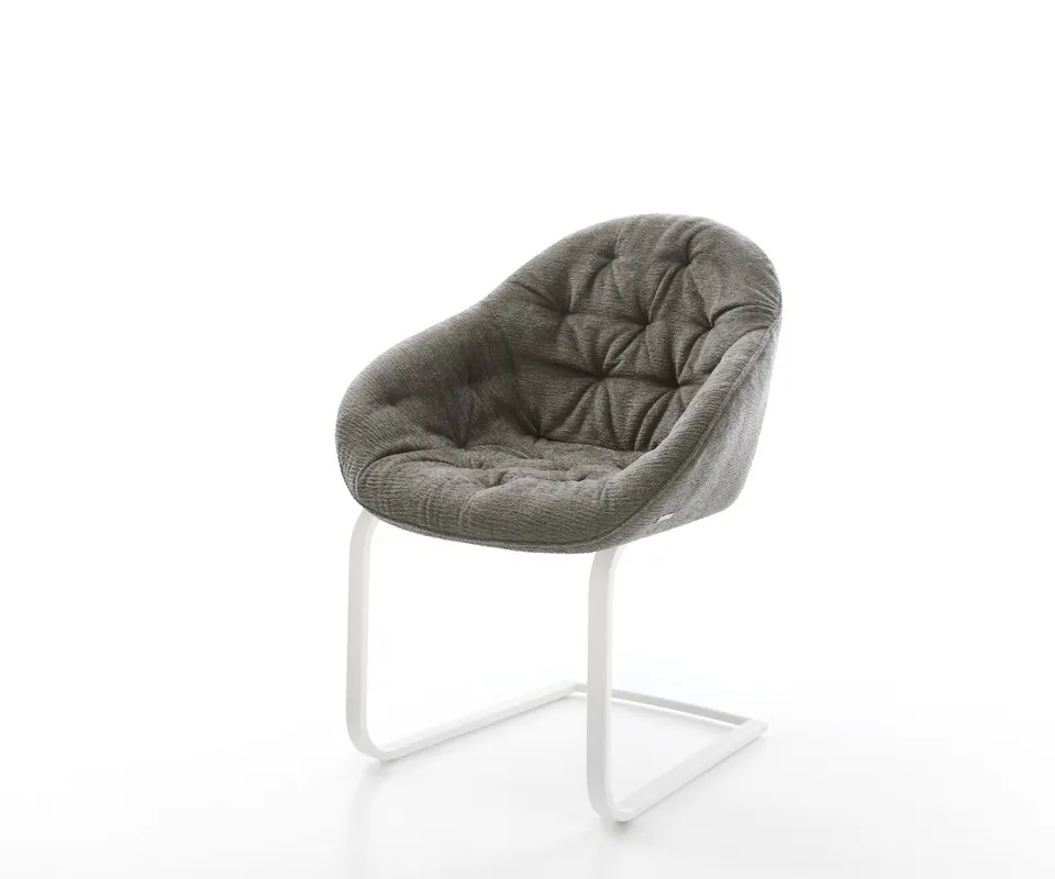 Saisonangebot Freischwinger Gaio-Flex Bouclé Soft Schlamm Freischwinger flach Weiß
