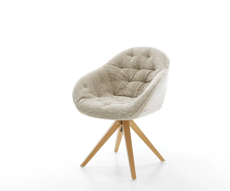 Beliebt Drehstuhl Gaio-Flex Webstoff Soft Beige Holzgestell kantig Natur 180° drehbar