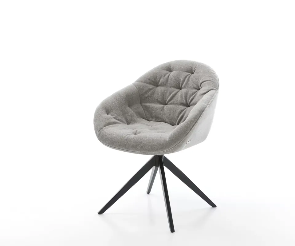 Drehstuhl Gaio-Flex Strukturstoff Soft Grau Kreuzgestell breit Schwarz 360° drehbar Wippfunktion Schneller Versand