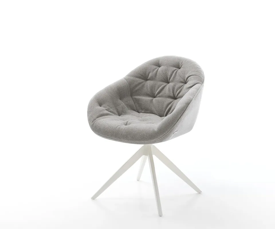 Drehstuhl Gaio-Flex Strukturstoff Soft Grau Kreuzgestell breit Weiß 360° drehbar Wippfunktion Top-Seller