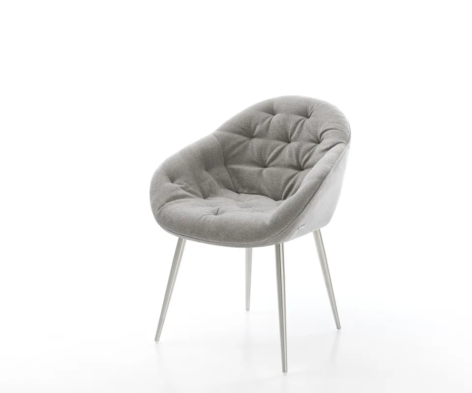Esszimmerstuhl Gaio-Flex Strukturstoff Soft Grau 4-Fuß konisch Edelstahl Preisknaller
