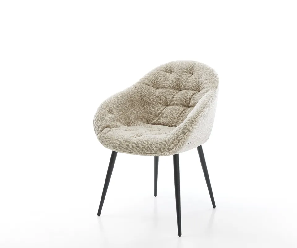 Esszimmerstuhl Gaio-Flex Webstoff Soft Beige 4-Fuß konisch Schwarz Ausverkauf