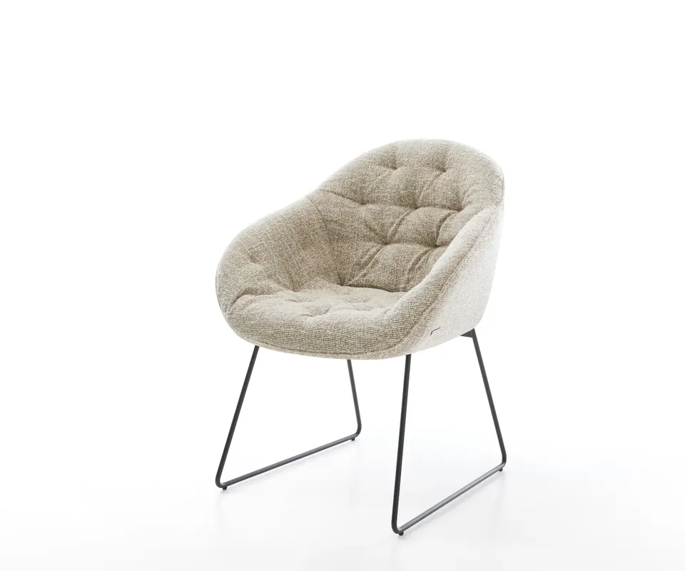 Ausverkauf Esszimmerstuhl Gaio-Flex Webstoff Soft Beige Kufengestell Schwarz