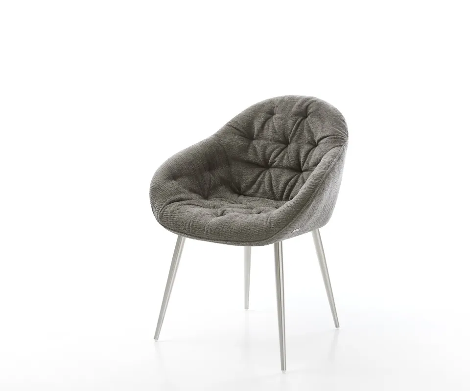 Online Kaufen Esszimmerstuhl Gaio-Flex Bouclé Soft Schlamm 4-Fuß konisch Edelstahl