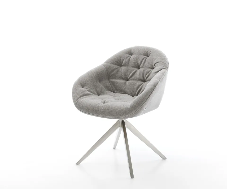 Neue Ware Drehstuhl Gaio-Flex Strukturstoff Soft Grau Kreuzgestell breit Edelstahl 360° drehbar Wippfunktion