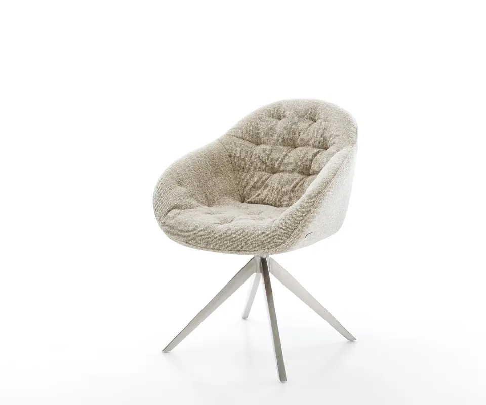 Drehstuhl Gaio-Flex Webstoff Soft Beige Kreuzgestell breit Edelstahl 360° drehbar Wippfunktion Preiswert