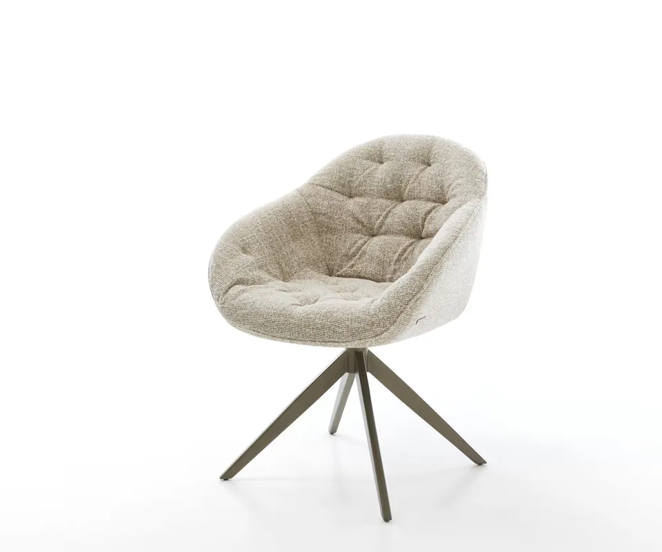 Drehstuhl Gaio-Flex Webstoff Soft Beige Kreuzgestell breit Effektfinish Titan 360° drehbar Wippfunktion Preis Gesenkt