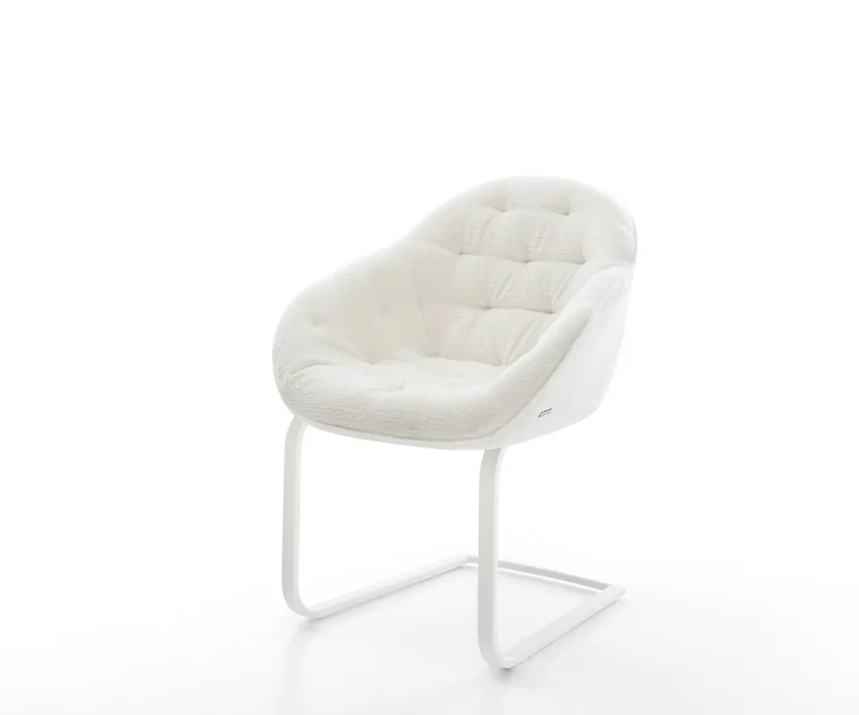 Preiswert Freischwinger Gaio-Flex Bouclé Soft Beige Freischwinger flach Weiß