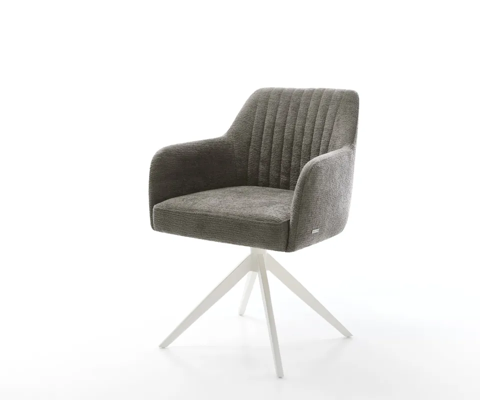 Abverkauf Drehstuhl Greg-Flex Bouclé Soft Schlamm Kreuzgestell breit Weiß 360° drehbar Wippfunktion Taschenfederkern