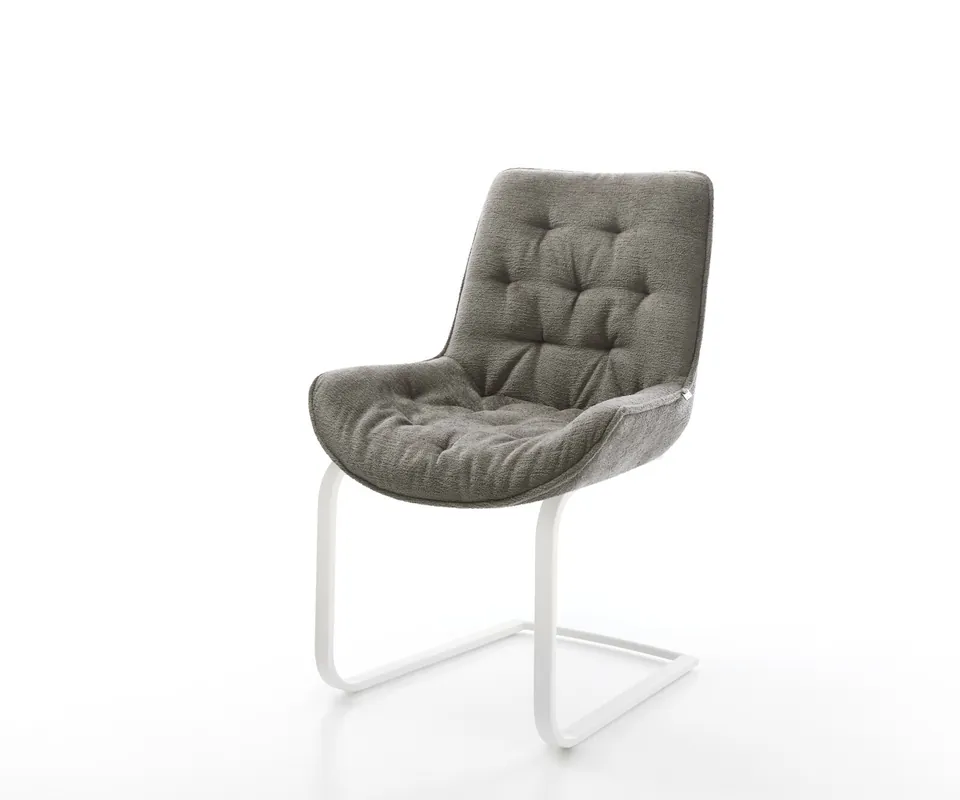 Markenware Freischwinger Taimi-Flex Bouclé Soft Schlamm Freischwinger flach Weiß