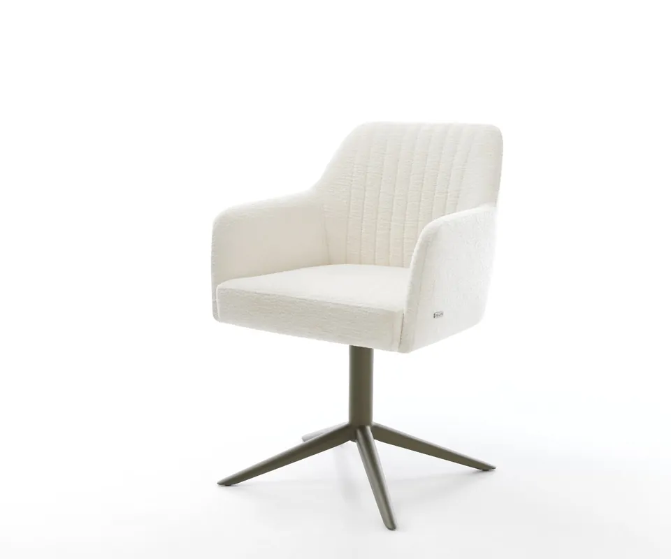 Günstig Drehstuhl Greg-Flex Bouclé Soft Beige Fußkreuz Effektfinish Titan 360° drehbar Wippfunktion Taschenfederkern