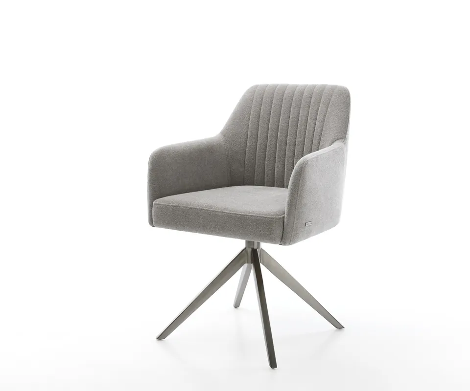Schneller Versand Drehstuhl Greg-Flex Strukturstoff Soft Grau Kreuzgestell breit Graphit 360° drehbar Wippfunktion Taschenfederkern