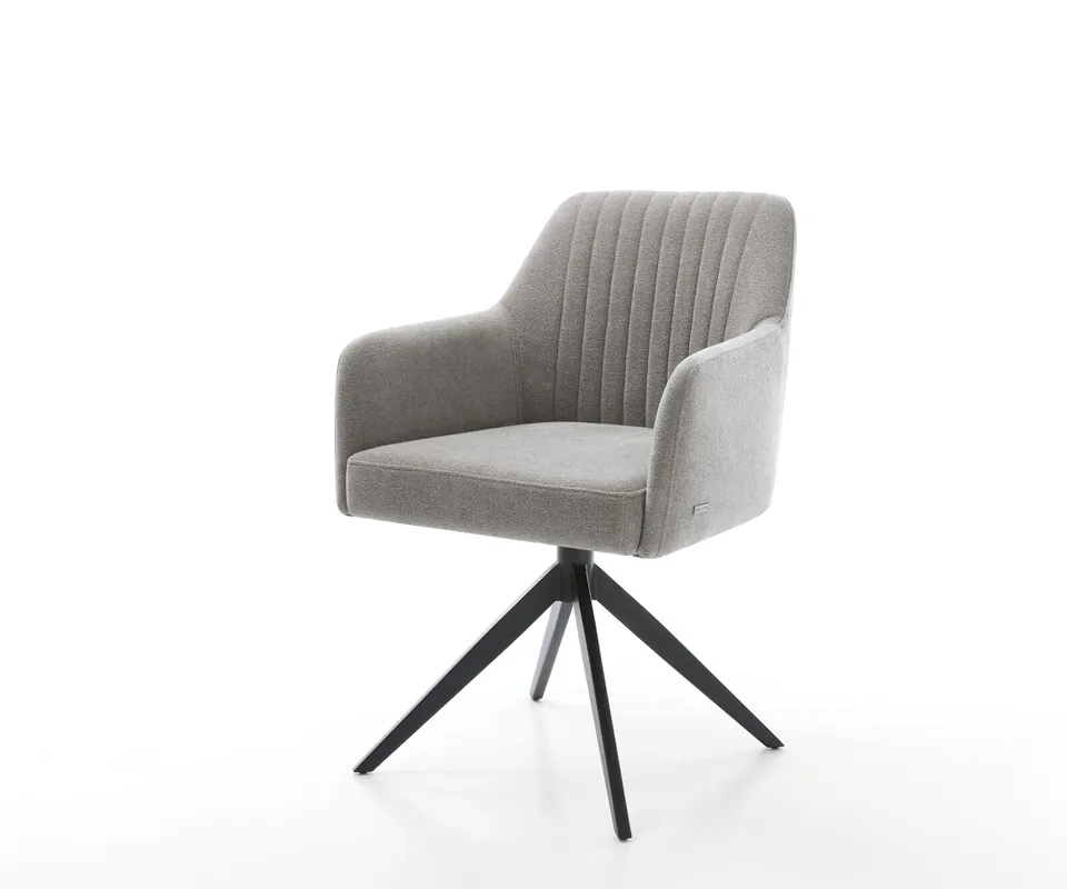 Angebot Drehstuhl Greg-Flex Strukturstoff Soft Grau Kreuzgestell breit Schwarz 360° drehbar Wippfunktion Taschenfederkern