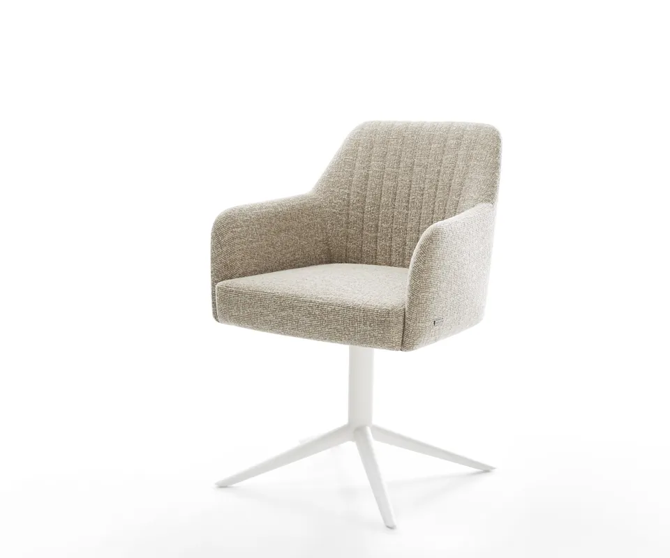Drehstuhl Greg-Flex Webstoff Soft Beige Fußkreuz Weiß 360° drehbar Wippfunktion Taschenfederkern Jetzt Kaufen