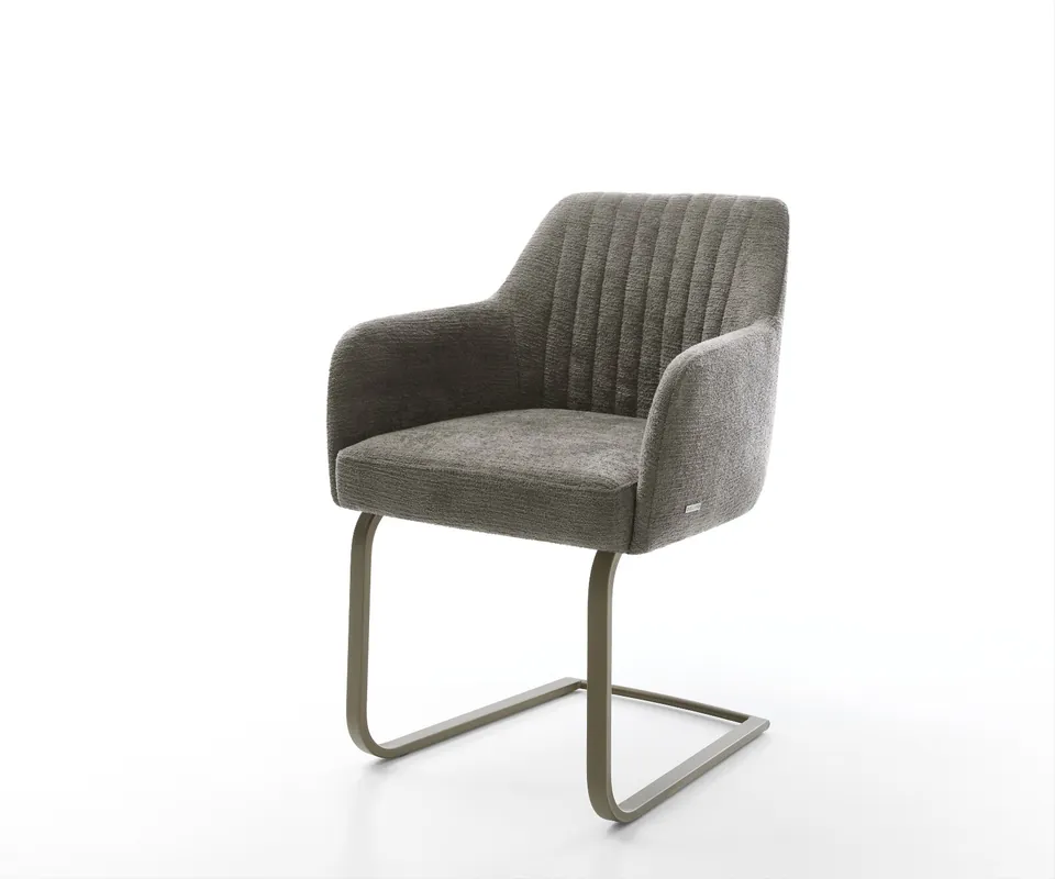 Aktuell Freischwinger Greg-Flex Bouclé Soft Schlamm Freischwinger flach Effektfinish Titan Taschenfederkern