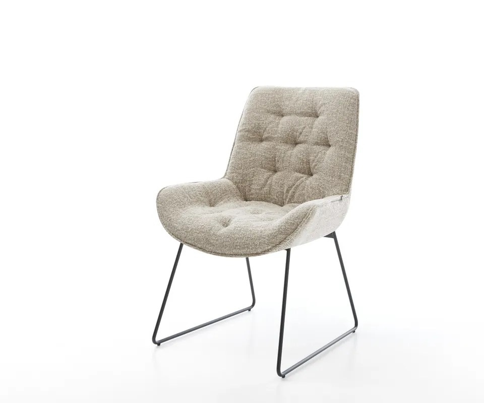 Esszimmerstuhl Taimi-Flex Webstoff Soft Beige Kufengestell Schwarz Nur Für Kurze Zeit