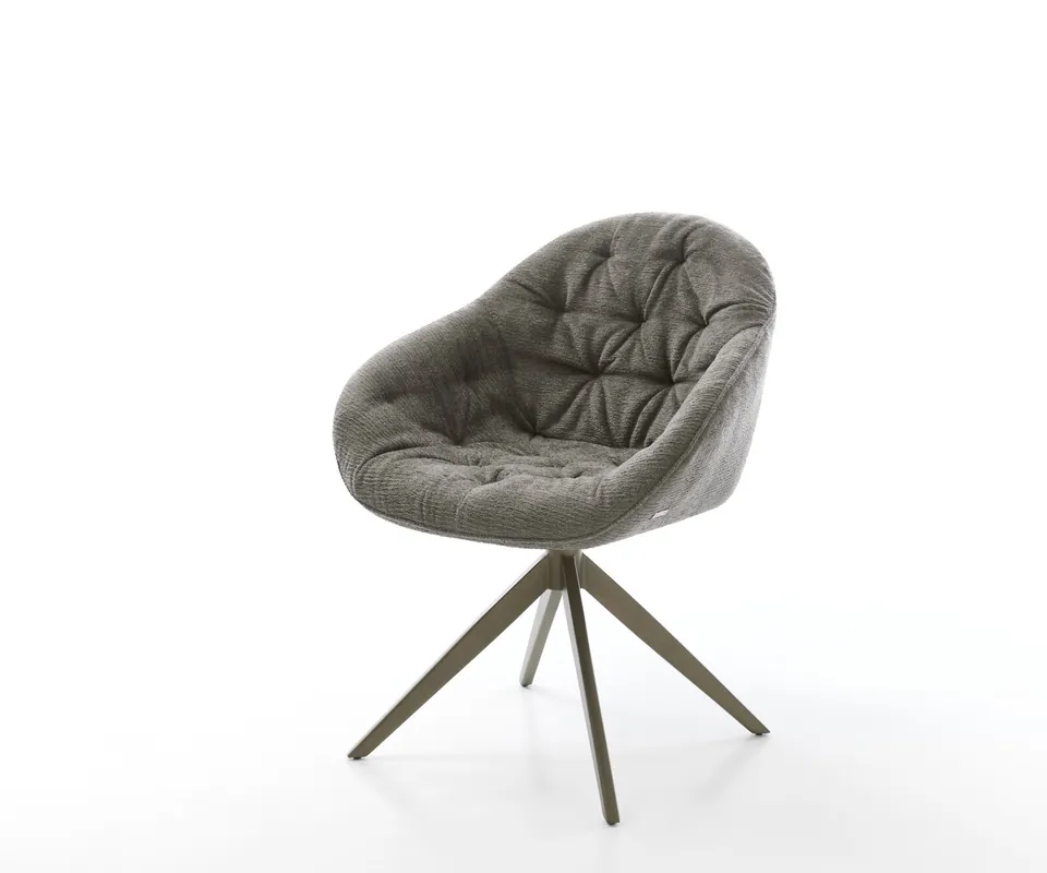 Nur Heute Drehstuhl Gaio-Flex Bouclé Soft Schlamm Kreuzgestell breit Effektfinish Titan 360° drehbar Wippfunktion