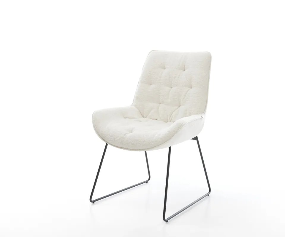 Esszimmerstuhl Taimi-Flex Bouclé Soft Beige Kufengestell Schwarz Sichere Zahlung