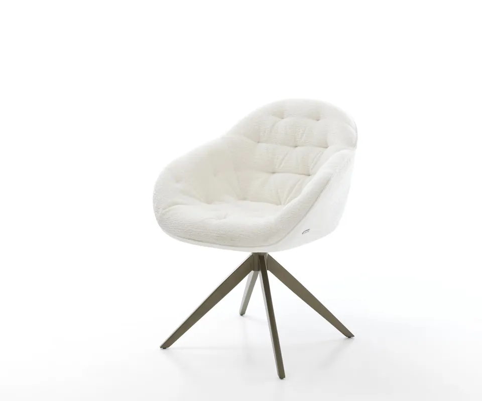 Drehstuhl Gaio-Flex Bouclé Soft Beige Kreuzgestell breit Effektfinish Titan 360° drehbar Wippfunktion Kracherpreis
