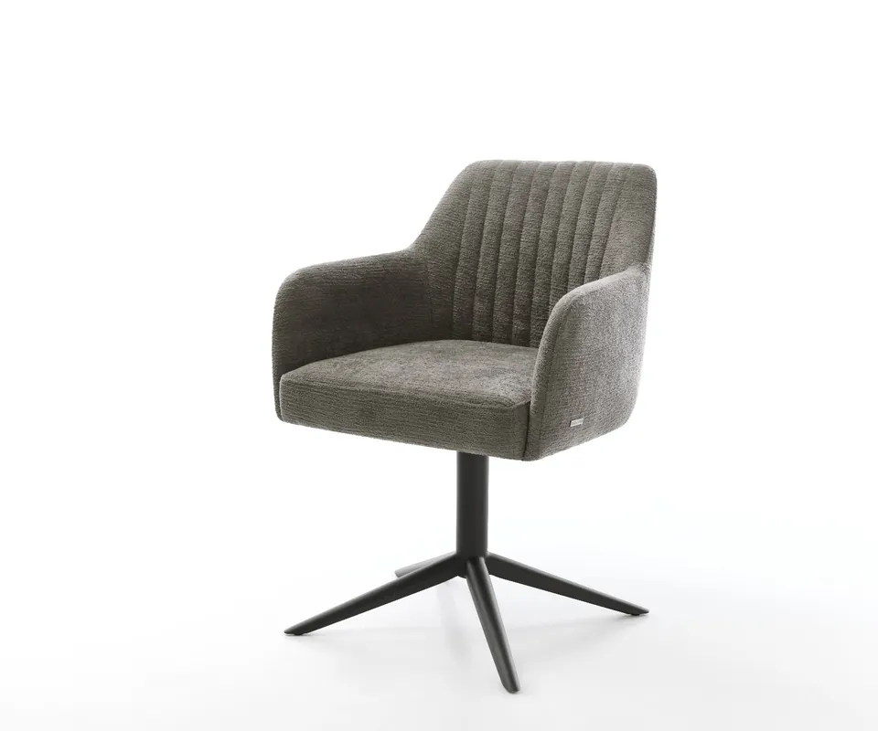 Drehstuhl Greg-Flex Bouclé Soft Schlamm Fußkreuz Schwarz 360° drehbar Wippfunktion Taschenfederkern Top-Seller