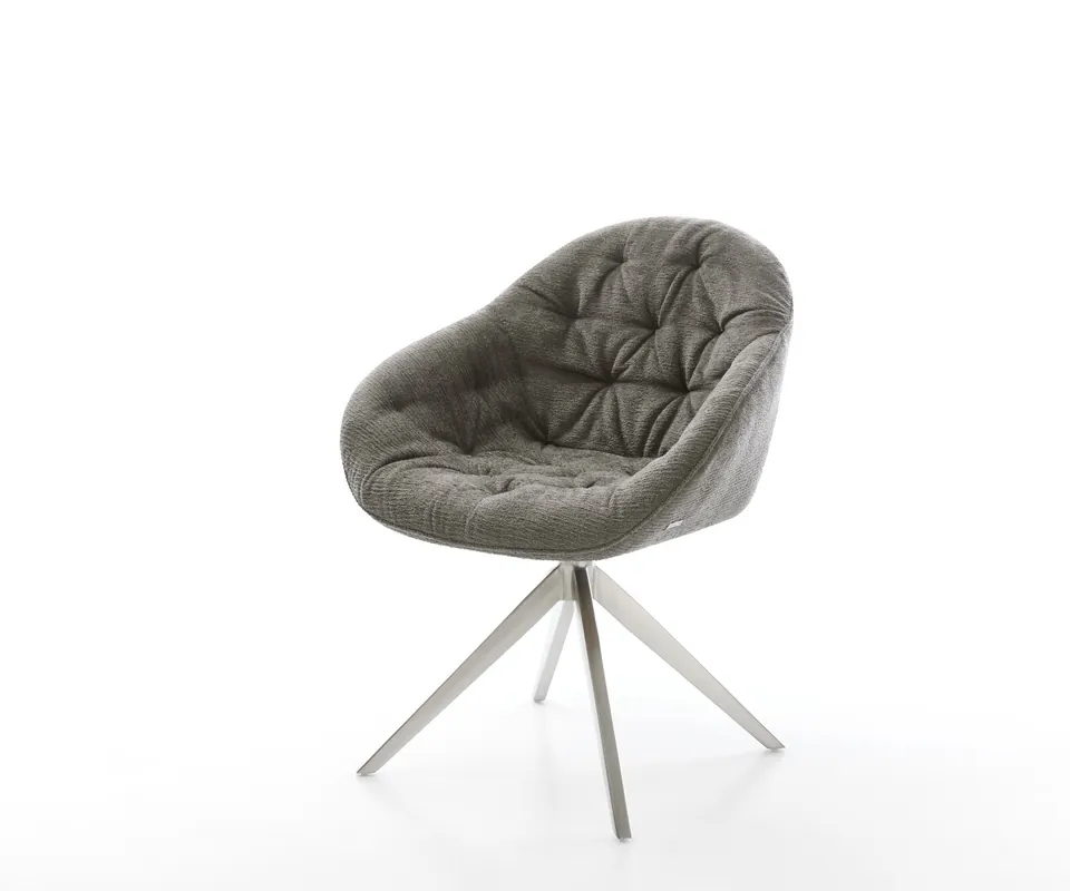 Neu Drehstuhl Gaio-Flex Bouclé Soft Schlamm Kreuzgestell breit Edelstahl 360° drehbar Wippfunktion