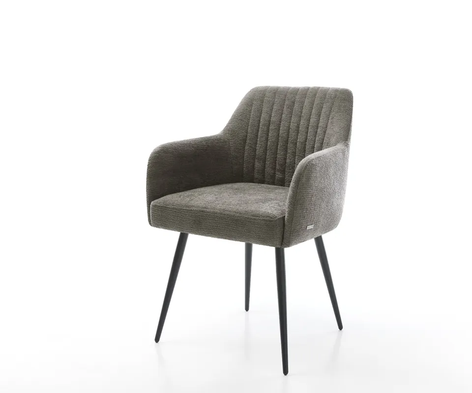 Esszimmerstuhl Greg-Flex Bouclé Soft Schlamm 4-Fuß konisch Schwarz Taschenfederkern Ausverkauf