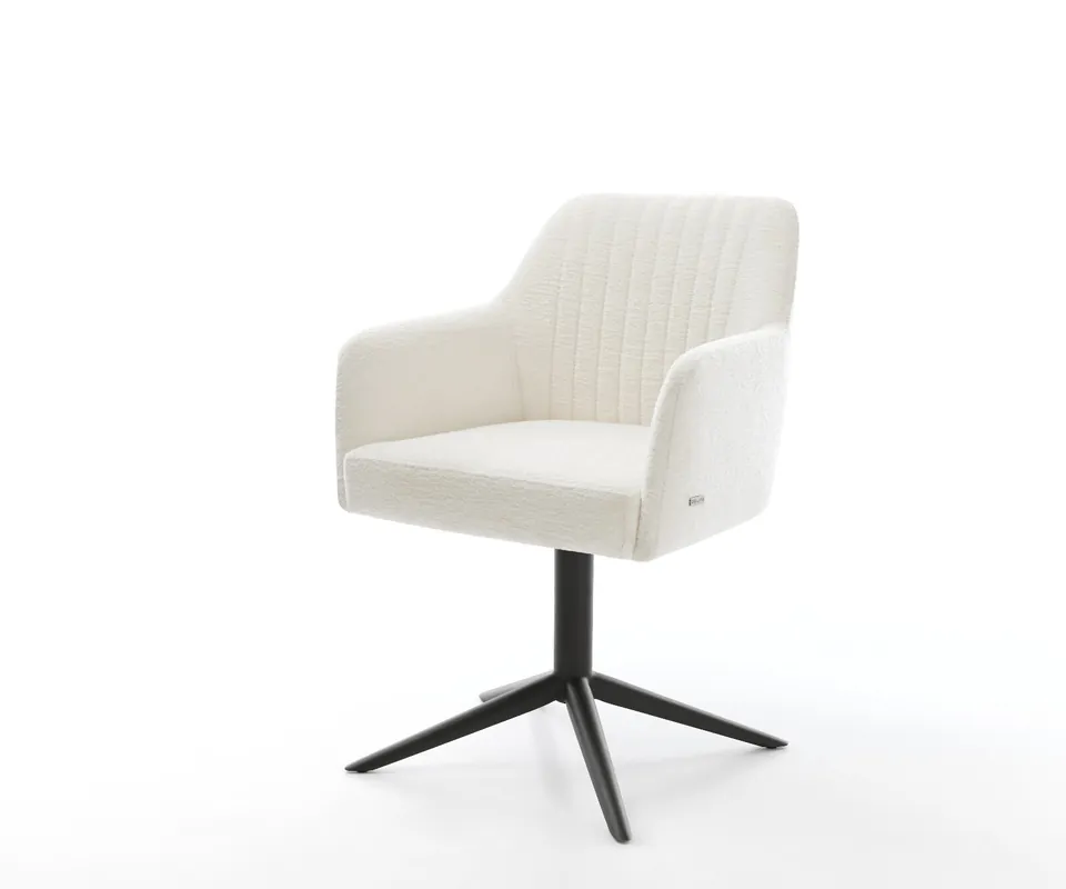 Drehstuhl Greg-Flex Bouclé Soft Beige Fußkreuz Schwarz 360° drehbar Wippfunktion Taschenfederkern Online Kaufen