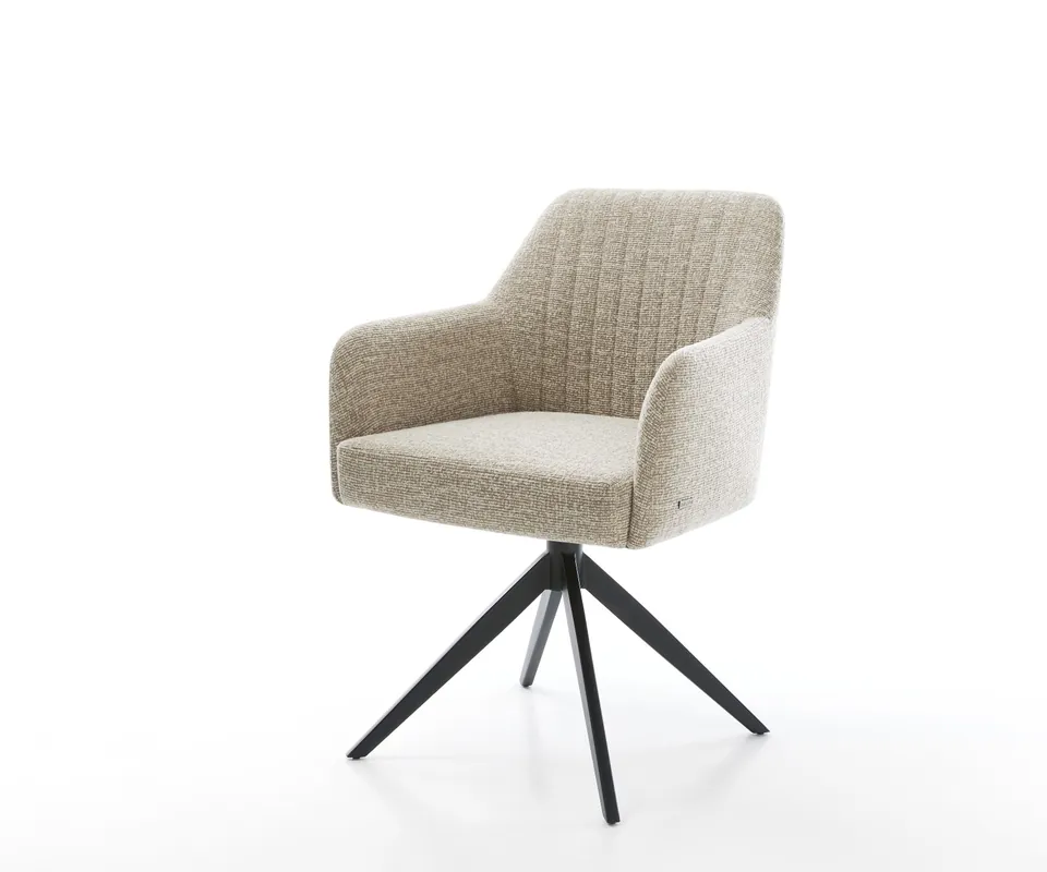 Drehstuhl Greg-Flex Webstoff Soft Beige Kreuzgestell breit Schwarz 360° drehbar Wippfunktion Taschenfederkern Begrenztes Angebot