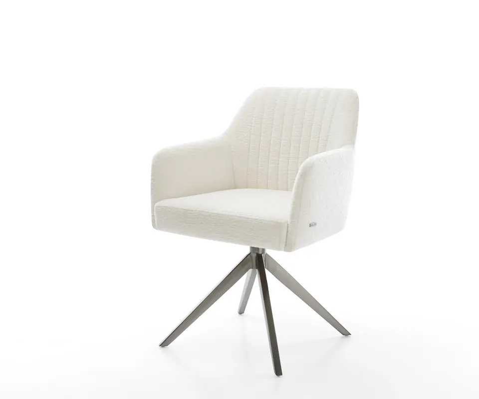 Drehstuhl Greg-Flex Bouclé Soft Beige Kreuzgestell breit Graphit 360° drehbar Wippfunktion Taschenfederkern Markenware