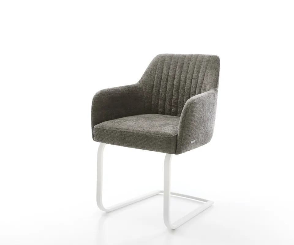Aktuell Freischwinger Greg-Flex Bouclé Soft Schlamm Freischwinger flach Weiß Taschenfederkern