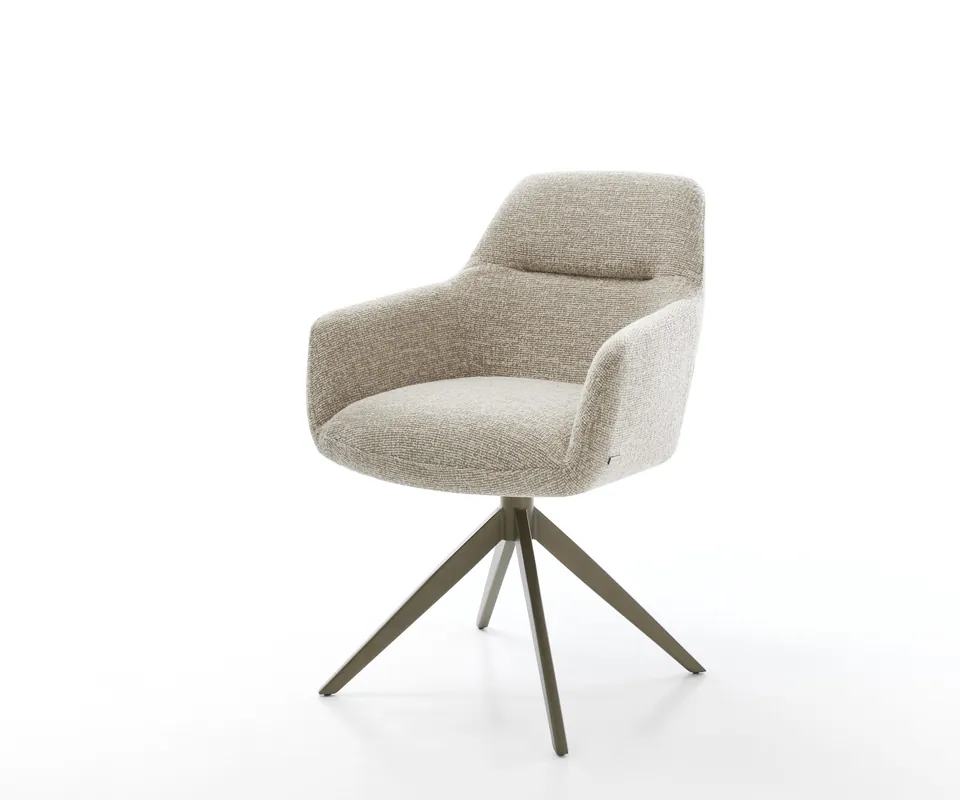 Drehstuhl Pejo-Flex Webstoff Soft Beige Kreuzgestell breit Effektfinish Titan 360° drehbar Wippfunktion Taschenfederkern Ausverkauf