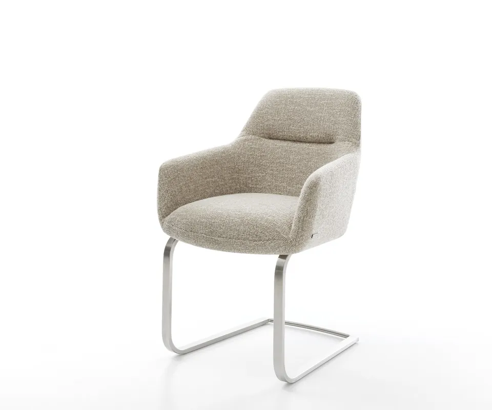 Geprüft Freischwinger Pejo-Flex Webstoff Soft Beige Freischwinger flach Edelstahl Taschenfederkern