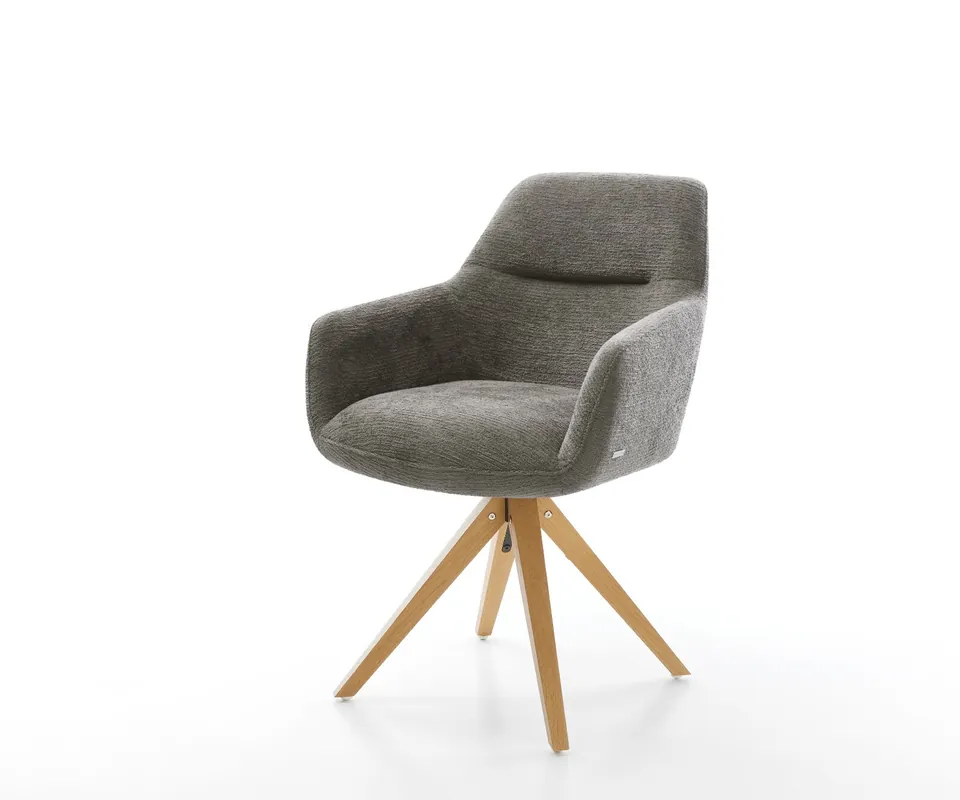 Kracherpreis Drehstuhl Pejo-Flex Bouclé Soft Schlamm Holzgestell kantig Natur 180° drehbar Taschenfederkern