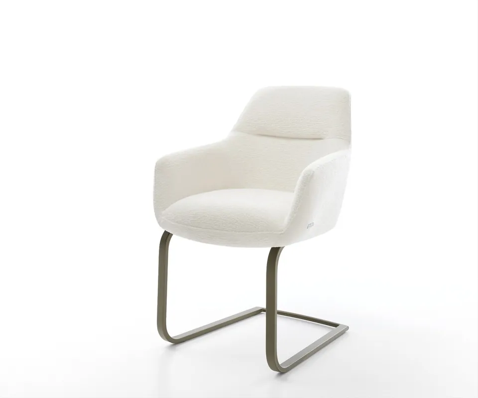 Schnäppchen Freischwinger Pejo-Flex Bouclé Soft Beige Freischwinger flach Effektfinish Titan Taschenfederkern