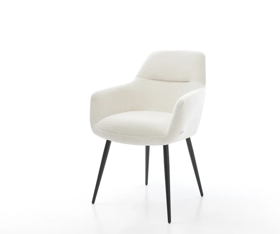 Esszimmerstuhl Pejo-Flex Bouclé Soft Beige 4-Fuß konisch Schwarz Taschenfederkern Solange Der Vorrat Reicht