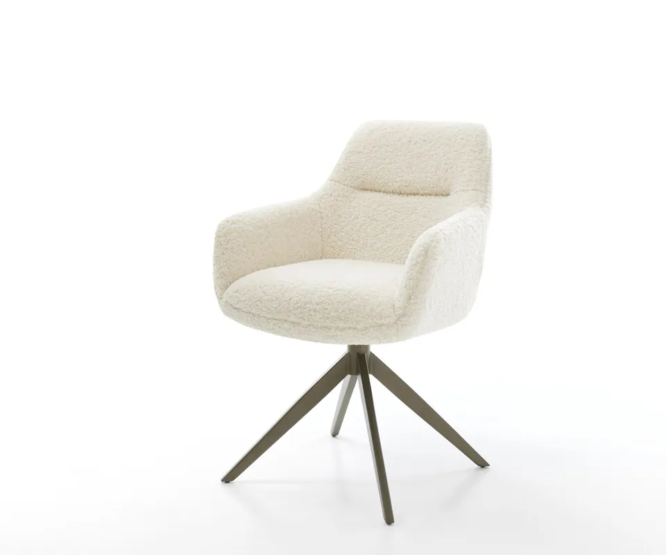 Schnäppchen Drehstuhl Pejo-Flex Teddystoff Beige Kreuzgestell breit Effektfinish Titan 360° drehbar Wippfunktion Taschenfederkern