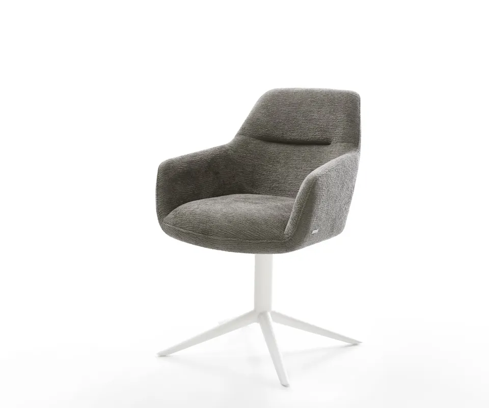 Drehstuhl Pejo-Flex Bouclé Soft Schlamm Fußkreuz Weiß 360° drehbar Wippfunktion Taschenfederkern Sichere Zahlung