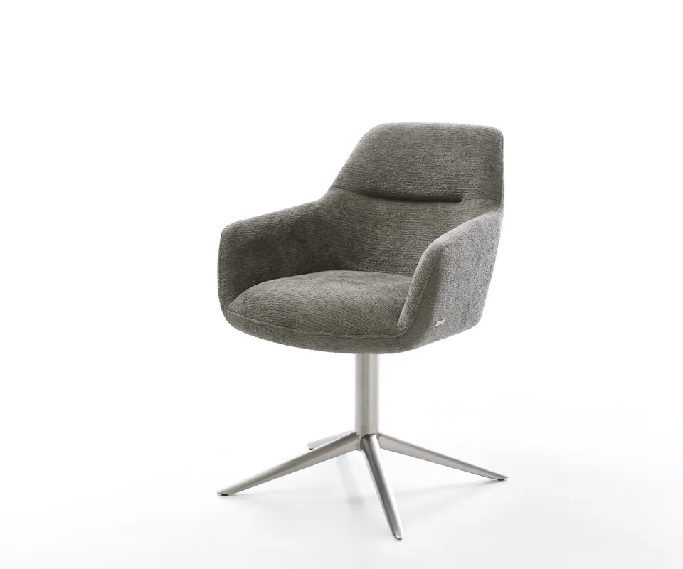 Garantierte Lieferung Drehstuhl Pejo-Flex Bouclé Soft Schlamm Fußkreuz Edelstahl 360° drehbar Wippfunktion Taschenfederkern