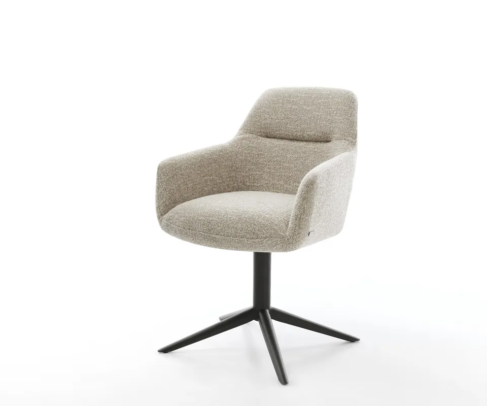 Drehstuhl Pejo-Flex Webstoff Soft Beige Fußkreuz Schwarz 360° drehbar Wippfunktion Taschenfederkern Mega-Angebot