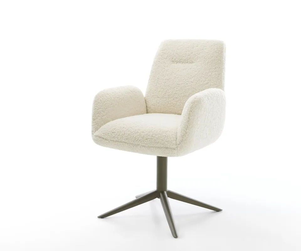 Drehstuhl Zoa-Flex Teddystoff Beige Fußkreuz Effektfinish Titan 360° drehbar Wippfunktion Taschenfederkern Begrenztes Angebot
