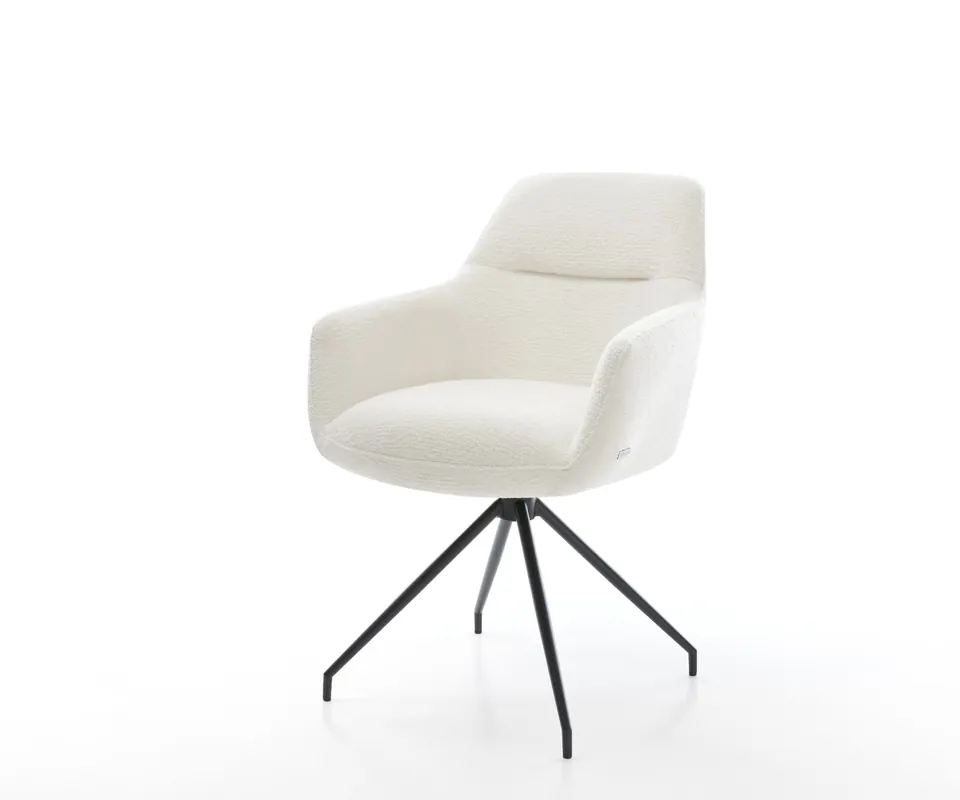 Sichere Zahlung Esszimmerstuhl Pejo-Flex Bouclé Soft Beige Kreuzgestell konisch Schwarz Taschenfederkern